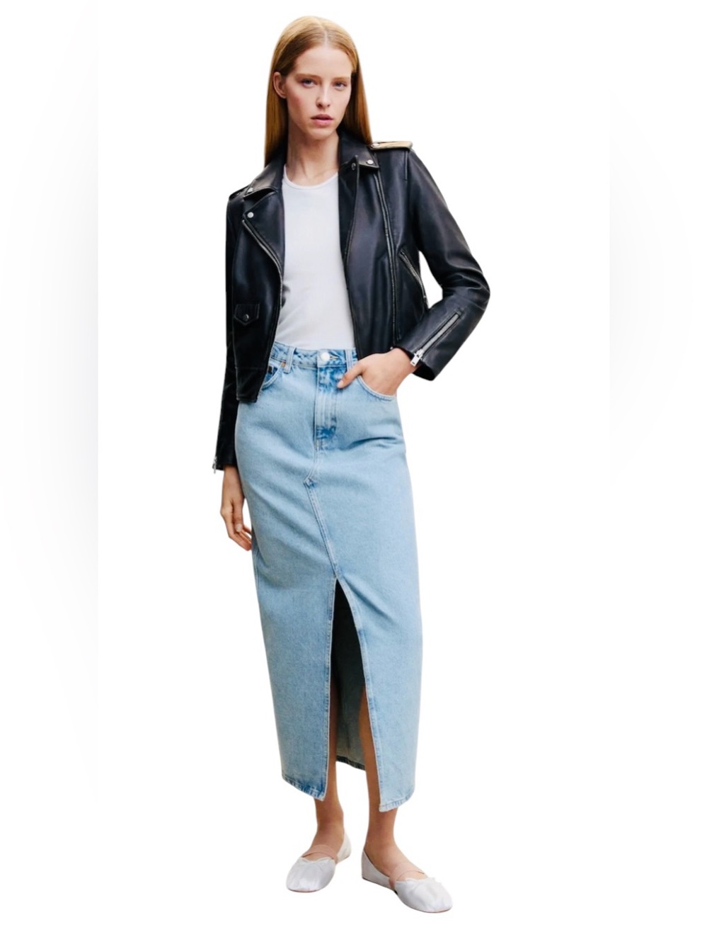 Mango High Waisted Denim Skirt .